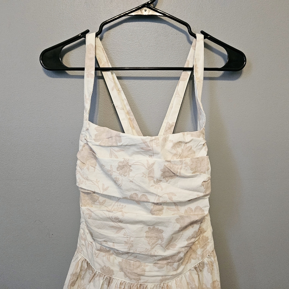 Free People Meet Me In Maui Printed Mini Dress Ivory Combo Floral XL - Picture 4 of 9